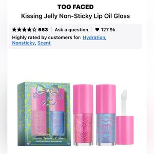 Too Faced Kissing Jelly non-sticky Lip Gloss Duo in Bubblegum & Blue Snow Cone